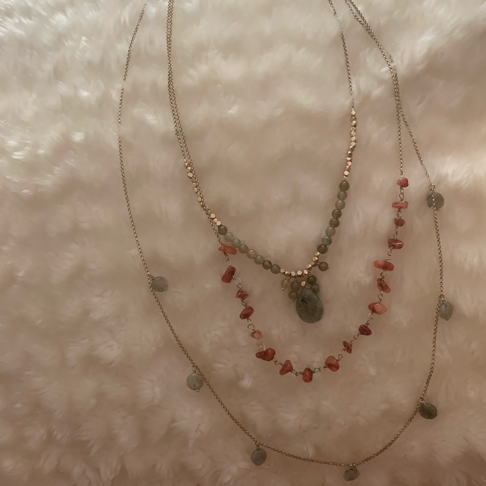 Anthropologie semiprecious stone layered necklace